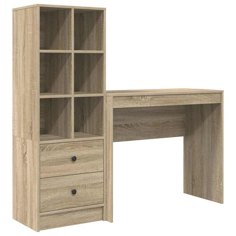 vidaXL Desk with Storage with Drawer 2 pcs Sonoma Oak 90 x 40 x 76 cm