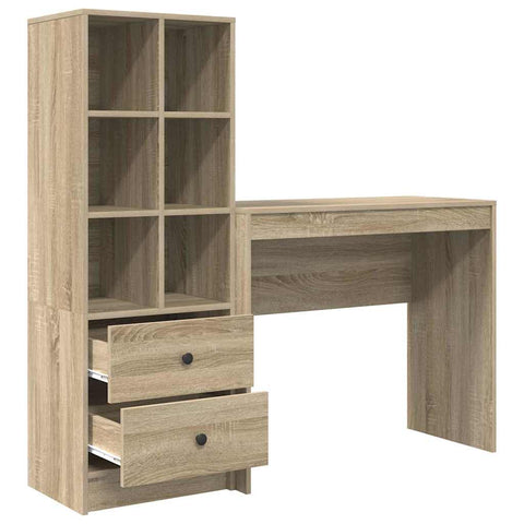 vidaXL Desk with Storage with Drawer 2 pcs Sonoma Oak 90 x 40 x 76 cm