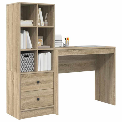 vidaXL Desk with Storage with Drawer 2 pcs Sonoma Oak 90 x 40 x 76 cm