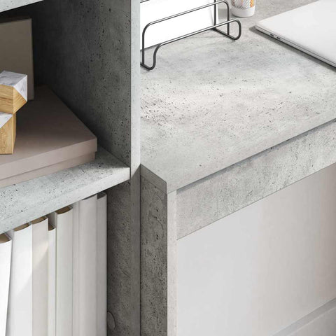 vidaXL Desk with Storage 2 pcs Concrete Grey 90 x 40 x 76 cm