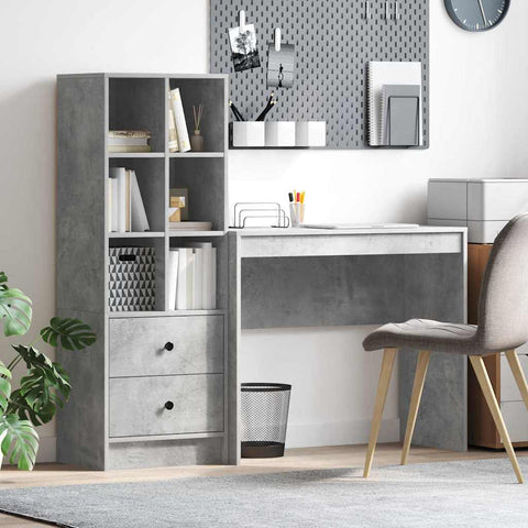 vidaXL Desk with Storage 2 pcs Concrete Grey 90 x 40 x 76 cm