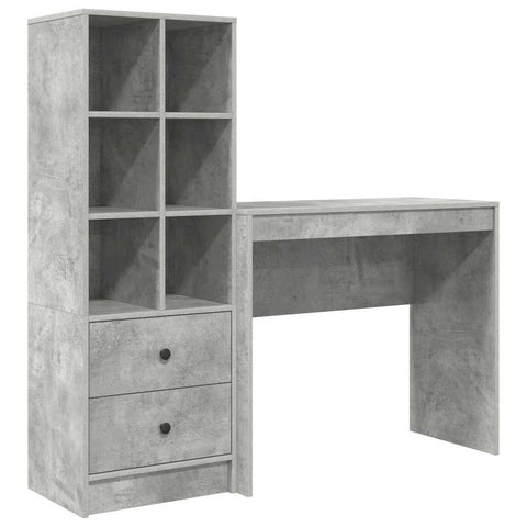 vidaXL Desk with Storage 2 pcs Concrete Grey 90 x 40 x 76 cm