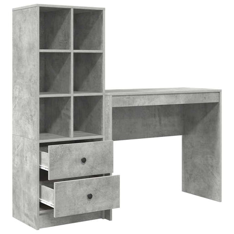 vidaXL Desk with Storage 2 pcs Concrete Grey 90 x 40 x 76 cm