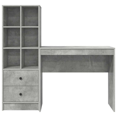 vidaXL Desk with Storage 2 pcs Concrete Grey 90 x 40 x 76 cm