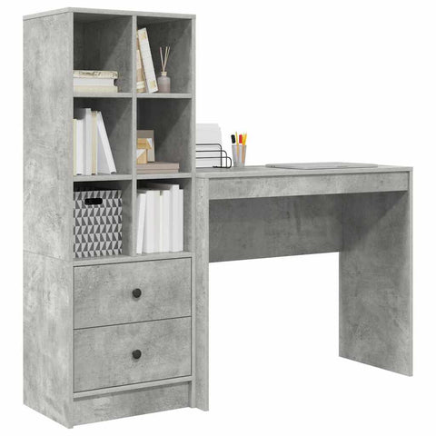 vidaXL Desk with Storage 2 pcs Concrete Grey 90 x 40 x 76 cm