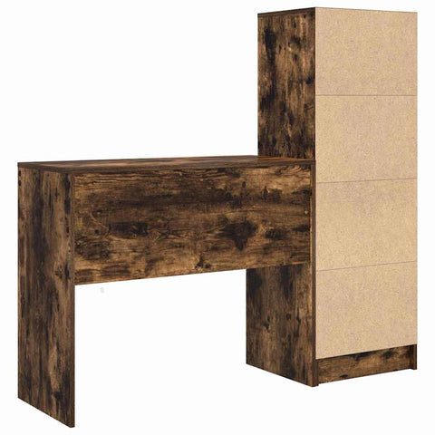 vidaXL Desk with Storage with Drawer 2 pcs Smoked Oak 90 x 40 x 76 cm