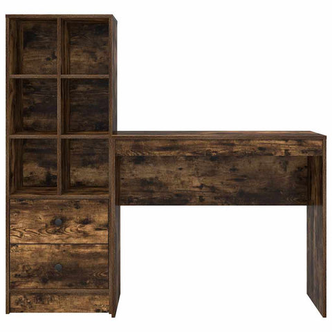 vidaXL Desk with Storage with Drawer 2 pcs Smoked Oak 90 x 40 x 76 cm