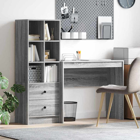 vidaXL Desk with Storage with Drawer 2 pcs Grey sonoma 90 x 40 x 76 cm