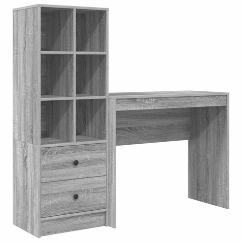 vidaXL Desk with Storage with Drawer 2 pcs Grey sonoma 90 x 40 x 76 cm