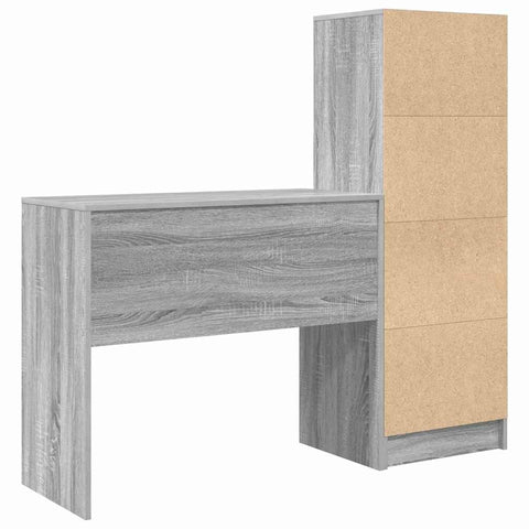 vidaXL Desk with Storage with Drawer 2 pcs Grey sonoma 90 x 40 x 76 cm