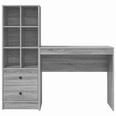 vidaXL Desk with Storage with Drawer 2 pcs Grey sonoma 90 x 40 x 76 cm