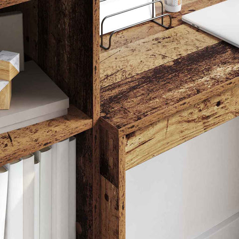 vidaXL Desk with Storage with Drawer 2 pcs Old Wood 90 x 40 x 76 cm