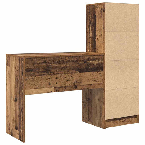 vidaXL Desk with Storage with Drawer 2 pcs Old Wood 90 x 40 x 76 cm