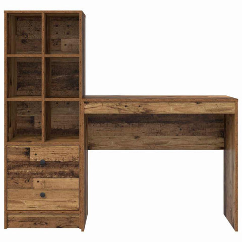 vidaXL Desk with Storage with Drawer 2 pcs Old Wood 90 x 40 x 76 cm