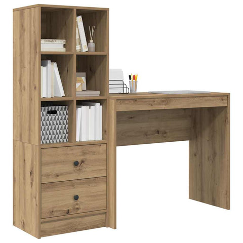 vidaXL Desk with Storage with Drawer 2 pcs Artisan oak 90 x 40 x 76 cm