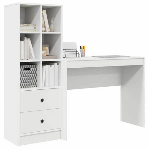 vidaXL Desk with Storage 2 pcs White 100 x 40 x 76 cm Engineered wood