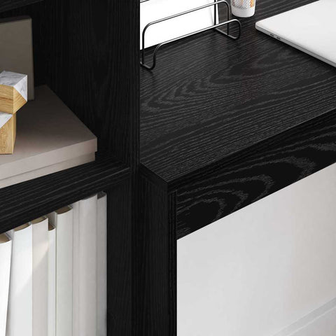 vidaXL Desk with Storage with Drawer 2 pcs Black oak 100 x 40 x 76 cm