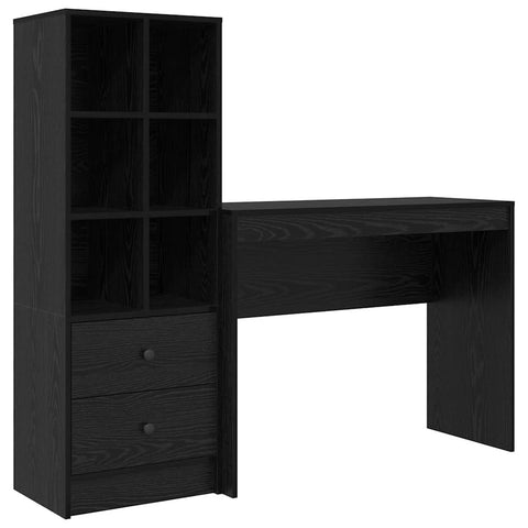vidaXL Desk with Storage with Drawer 2 pcs Black oak 100 x 40 x 76 cm