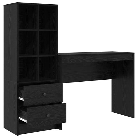 vidaXL Desk with Storage with Drawer 2 pcs Black oak 100 x 40 x 76 cm