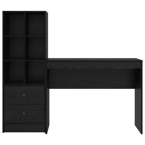 vidaXL Desk with Storage with Drawer 2 pcs Black oak 100 x 40 x 76 cm
