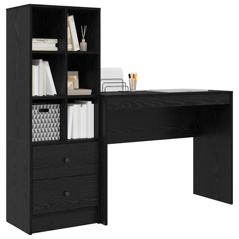vidaXL Desk with Storage with Drawer 2 pcs Black oak 100 x 40 x 76 cm