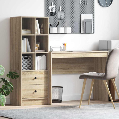vidaXL Desk with Storage with Drawer 2 pcs Sonoma Oak 100 x 40 x 76 cm