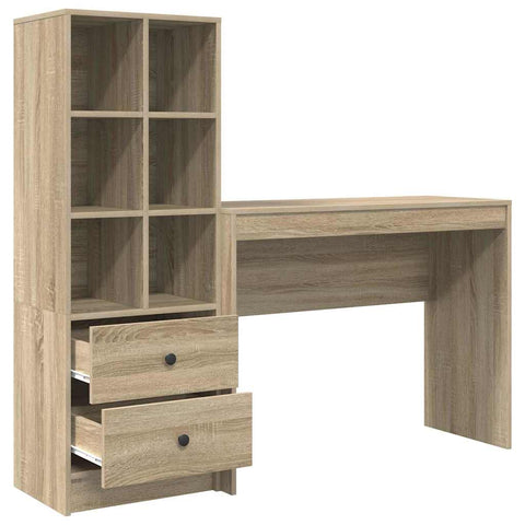 vidaXL Desk with Storage with Drawer 2 pcs Sonoma Oak 100 x 40 x 76 cm
