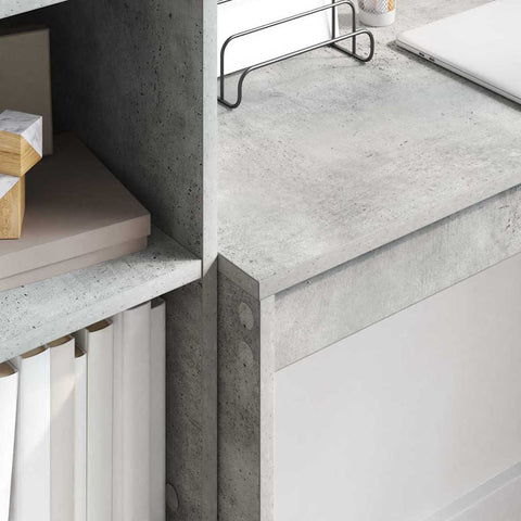 vidaXL Desk with Storage 2 pcs Concrete Grey 100 x 40 x 76 cm