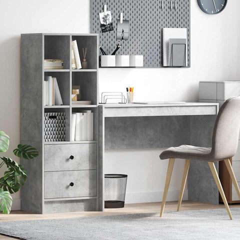 vidaXL Desk with Storage 2 pcs Concrete Grey 100 x 40 x 76 cm