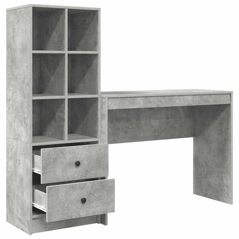 vidaXL Desk with Storage 2 pcs Concrete Grey 100 x 40 x 76 cm