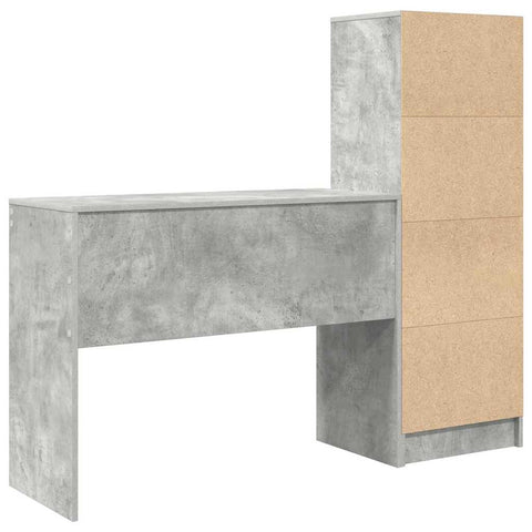 vidaXL Desk with Storage 2 pcs Concrete Grey 100 x 40 x 76 cm