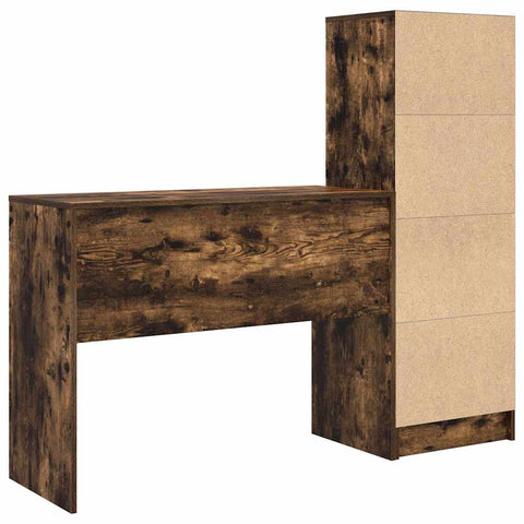 vidaXL Desk with Storage with Drawer 2 pcs Smoked Oak 100 x 40 x 76 cm