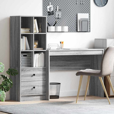 vidaXL Desk with Storage with Shelf 2 pcs Grey sonoma 100 x 40 x 76 cm