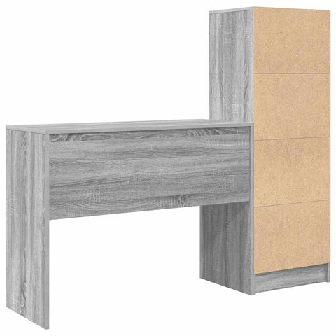 vidaXL Desk with Storage with Shelf 2 pcs Grey sonoma 100 x 40 x 76 cm