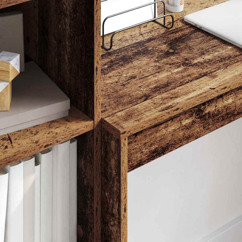 vidaXL Desk with Storage with Drawer 2 pcs Old Wood 100 x 40 x 76 cm