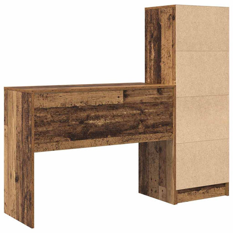 vidaXL Desk with Storage with Drawer 2 pcs Old Wood 100 x 40 x 76 cm