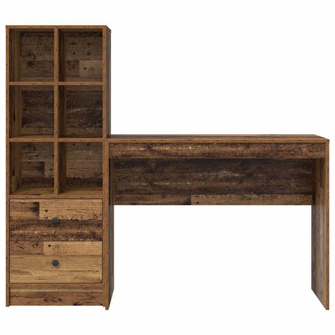 vidaXL Desk with Storage with Drawer 2 pcs Old Wood 100 x 40 x 76 cm
