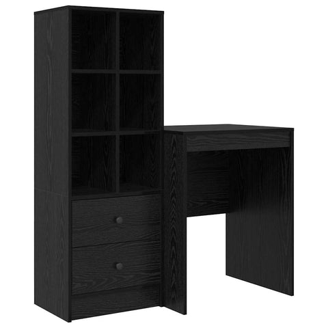 vidaXL Desk with Storage with Drawer 2 pcs Black oak 60 x 50 x 76 cm