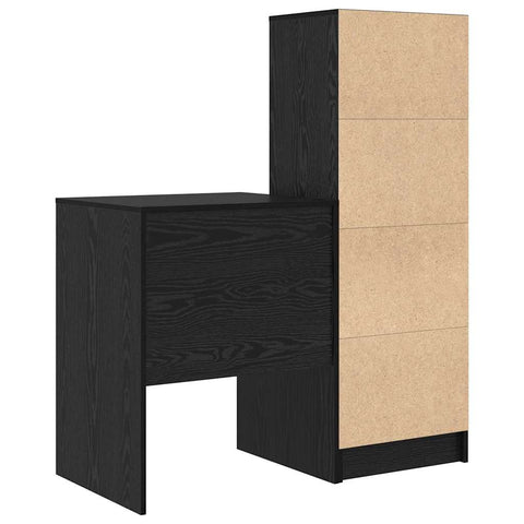 vidaXL Desk with Storage with Drawer 2 pcs Black oak 60 x 50 x 76 cm