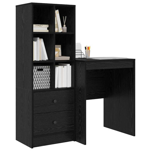 vidaXL Desk with Storage with Drawer 2 pcs Black oak 60 x 50 x 76 cm