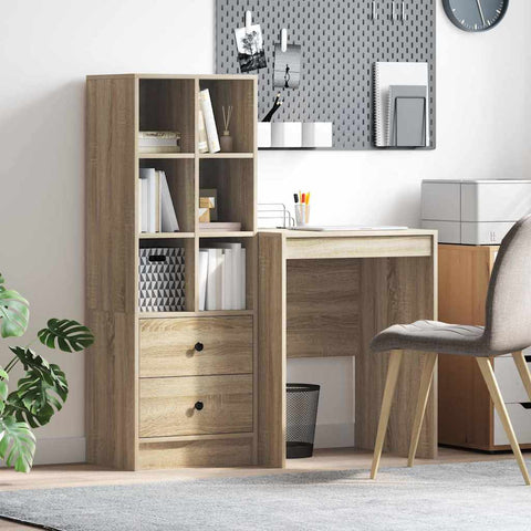 vidaXL Desk with Storage with Drawer 2 pcs Sonoma Oak 60 x 50 x 76 cm