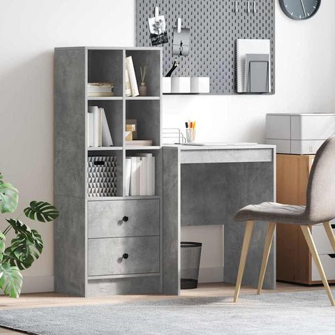 vidaXL Desk with Storage 2 pcs Concrete Grey 60 x 50 x 76 cm