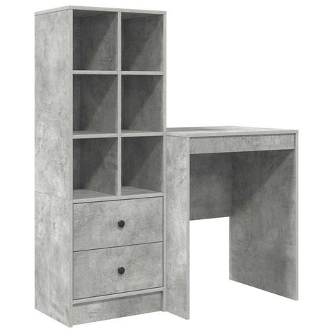 vidaXL Desk with Storage 2 pcs Concrete Grey 60 x 50 x 76 cm