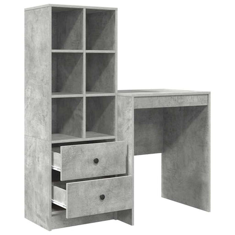 vidaXL Desk with Storage 2 pcs Concrete Grey 60 x 50 x 76 cm
