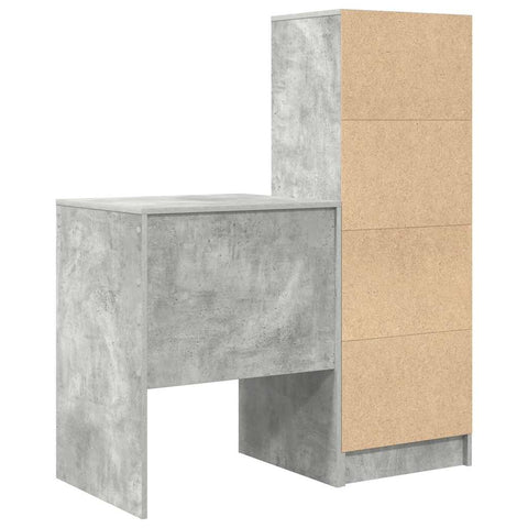 vidaXL Desk with Storage 2 pcs Concrete Grey 60 x 50 x 76 cm