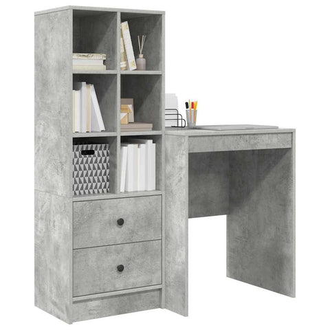 vidaXL Desk with Storage 2 pcs Concrete Grey 60 x 50 x 76 cm