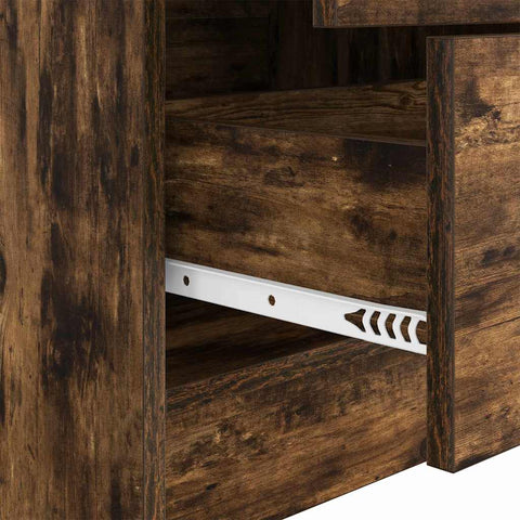 vidaXL Desk with Storage with Drawer 2 pcs Smoked Oak 60 x 50 x 76 cm