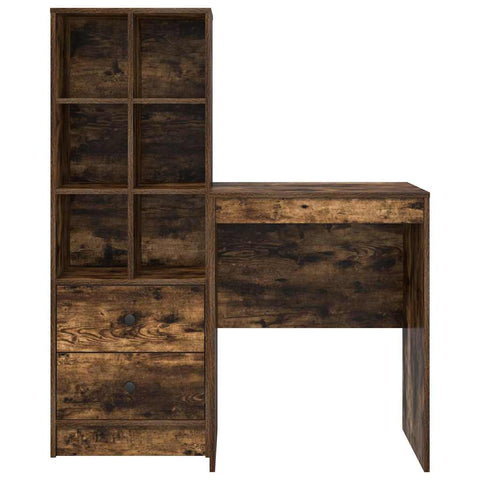 vidaXL Desk with Storage with Drawer 2 pcs Smoked Oak 60 x 50 x 76 cm