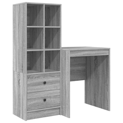 vidaXL Desk with Storage with Drawer 2 pcs Grey sonoma 60 x 50 x 76 cm