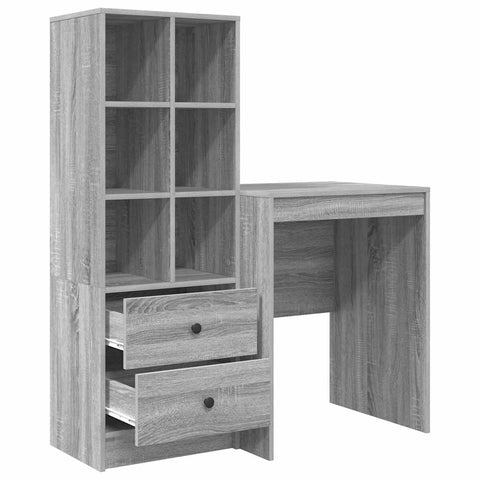 vidaXL Desk with Storage with Drawer 2 pcs Grey sonoma 60 x 50 x 76 cm